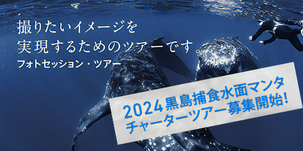 あなたの撮りたいイメージを実現する、フォトセッション、ツアー 2024 黒島捕食水面マンタ チャーターツアー募集開始!