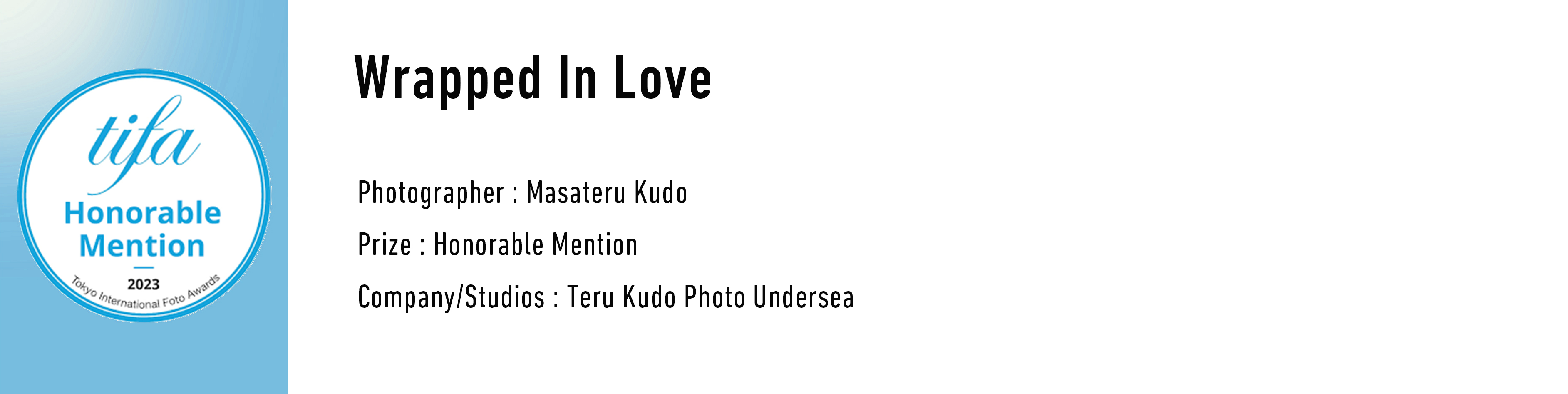 tifa Honorable Mention International Foto Awards Tokyo 2023 Wrapped In Love Photographer: Masateru Kudo Prize: Honorable Mention Company/Studios: Teru Kudo Photo Undersea